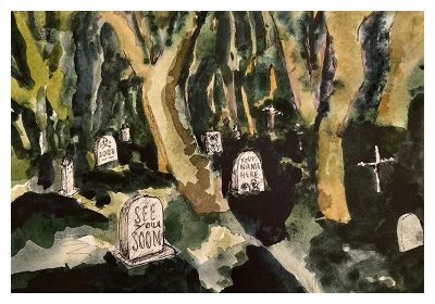 Bruce Crownover - Halloween 2 watercolor postcard