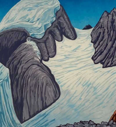 Bruce Crownover - 'Wind River Range 1' Reductive Woodcut Print