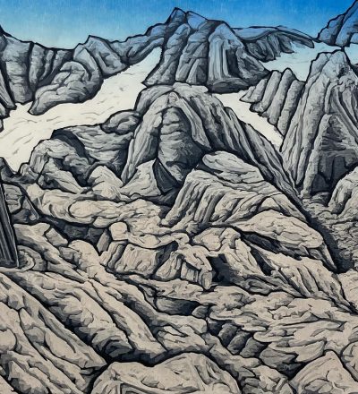 Bruce Crownover - 'Wind River Range 2' Reductive Woodcut Print
