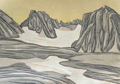 Bruce Crownover - 'Wind River Range 5' Reductive Woodcut Print