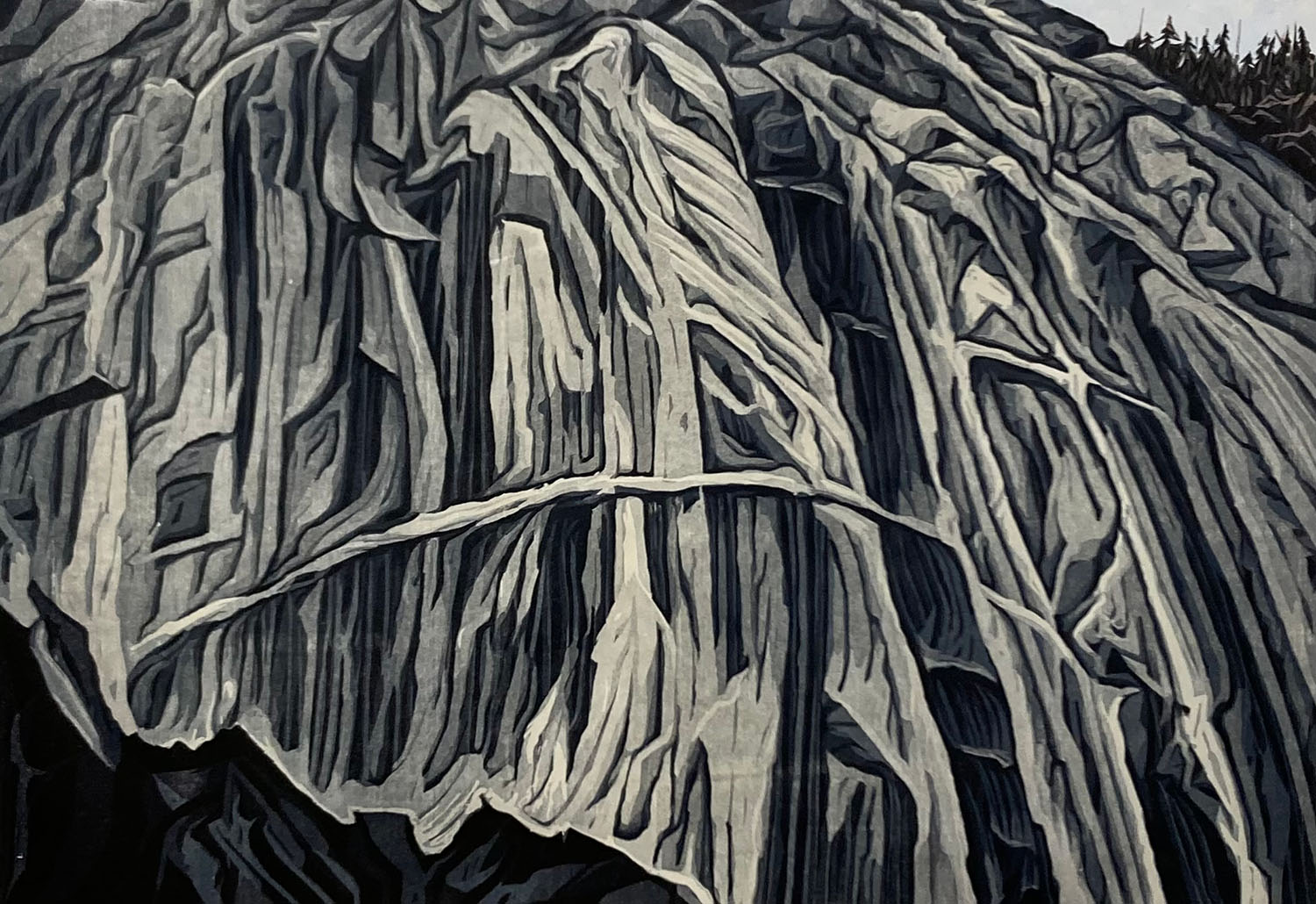 Bruce Crownover - 'Wind River Range 6' Reductive Woodcut Print